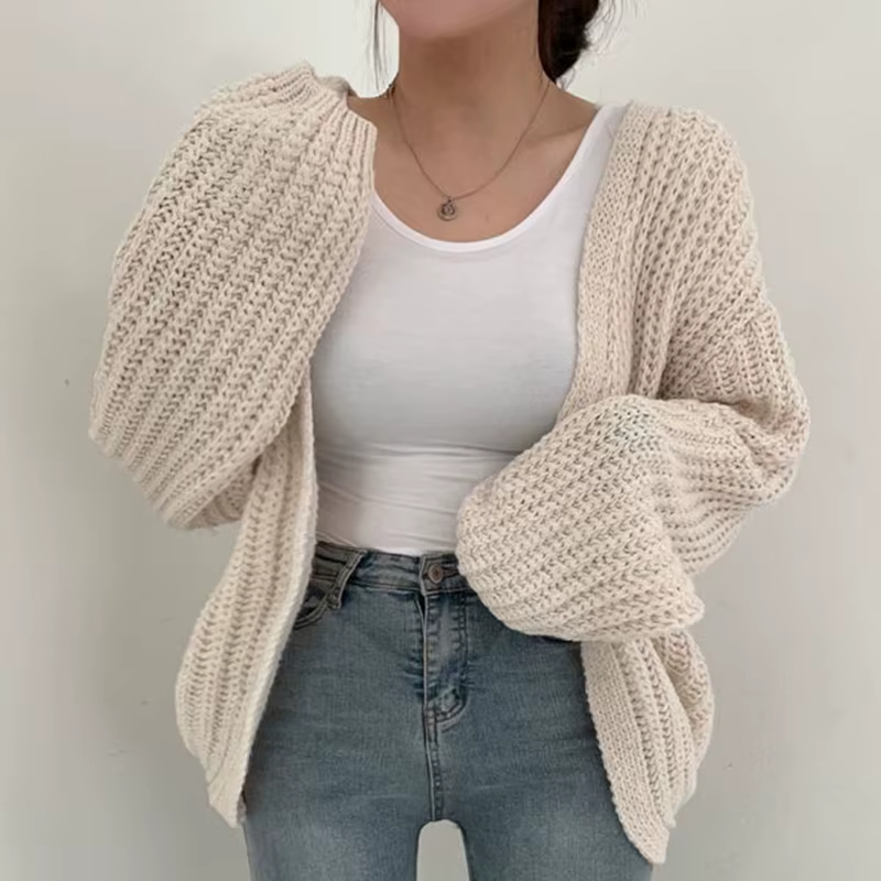 Cardigan Vintage Harajuku à manches lanternes pour femme