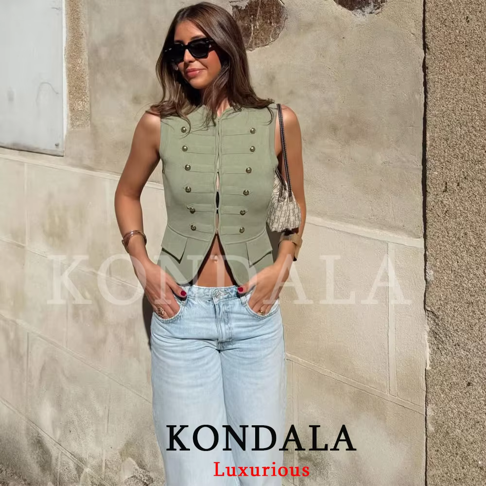 KONDALA Gilet Chic Décontracté Vintage pour Femme