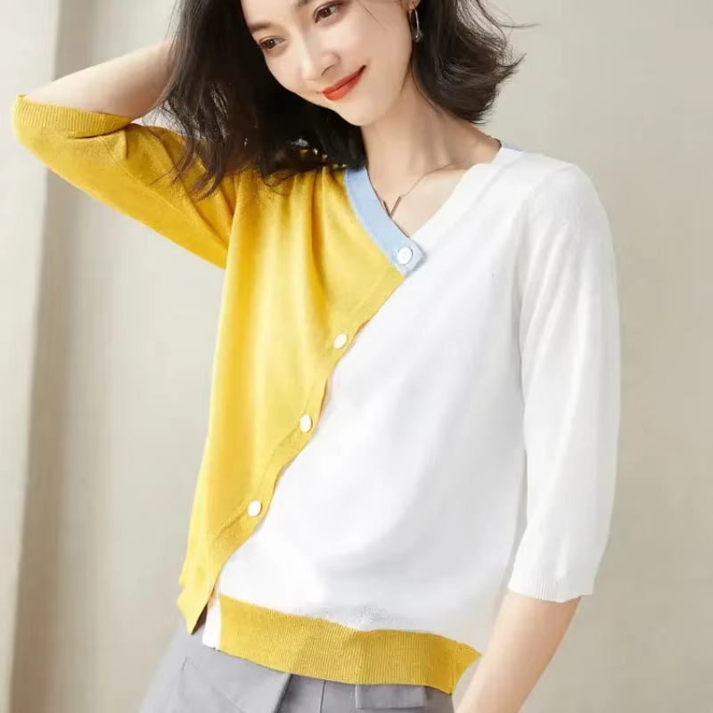 Cardigans pour femmes col en V mince été Style coréen Streetwear mode dames tricot chandails porter pour travailler Chic nouveau en tricots 2025