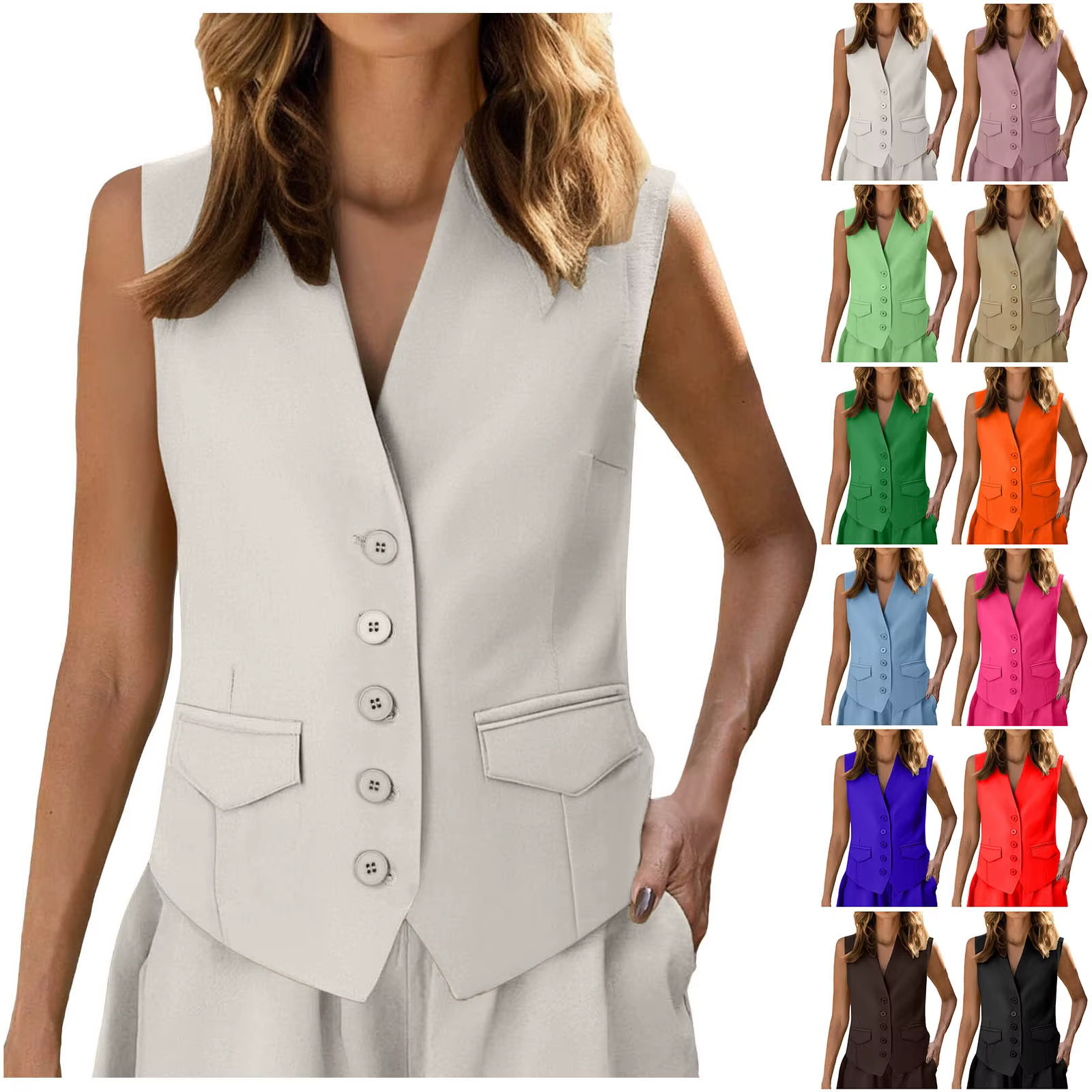 Débardeur sans manches pour femmes, haut de costume, bureau, élégant, solide, été, simple boutonnage, gilets formels, nouvelle collection 2025