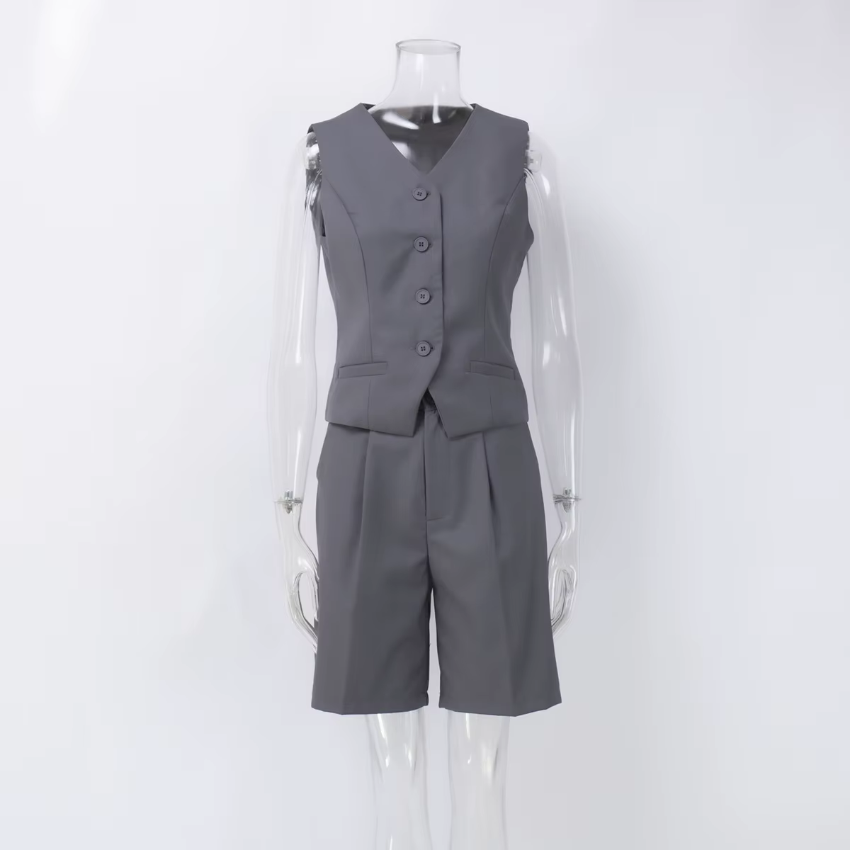 Gilet gilet costume 2026 printemps et été col en v simple boutonnage gilet droit costume short