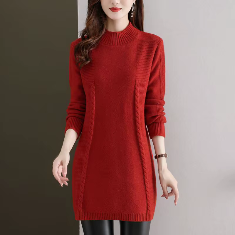 Chemise de base mi-longue à col mi-haut pour femme