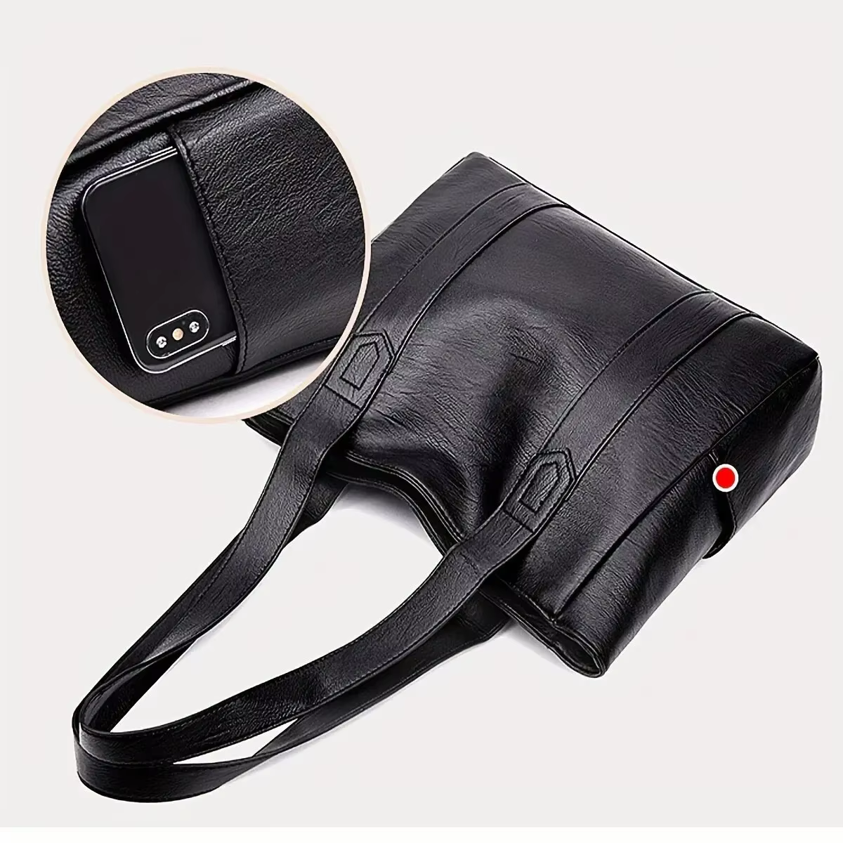 Sac à main vintage grande capacité pour femme, sac à bandoulière uni vintage, sac à main décontracté pour femme