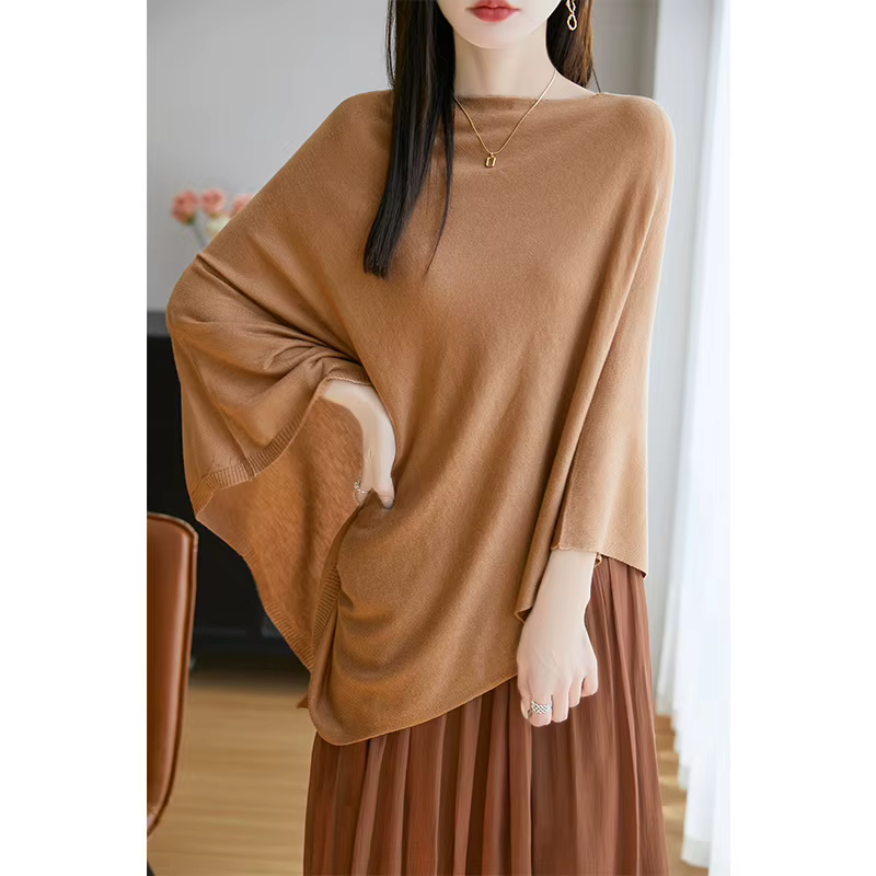 Nouveau 100% laine mérinos châle femmes col rond tricoté pull en cachemire automne hiver tricots respectueux de la peau vêtements à la mode