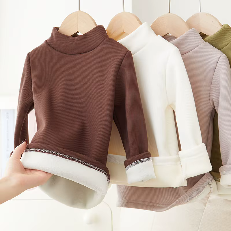 Pull Épais Rembourré pour Enfant Fille et Garçon, Chemise à Fond Solide et Chaud, Mode Décontractée, Automne-Hiver, Y-2-12 Ans