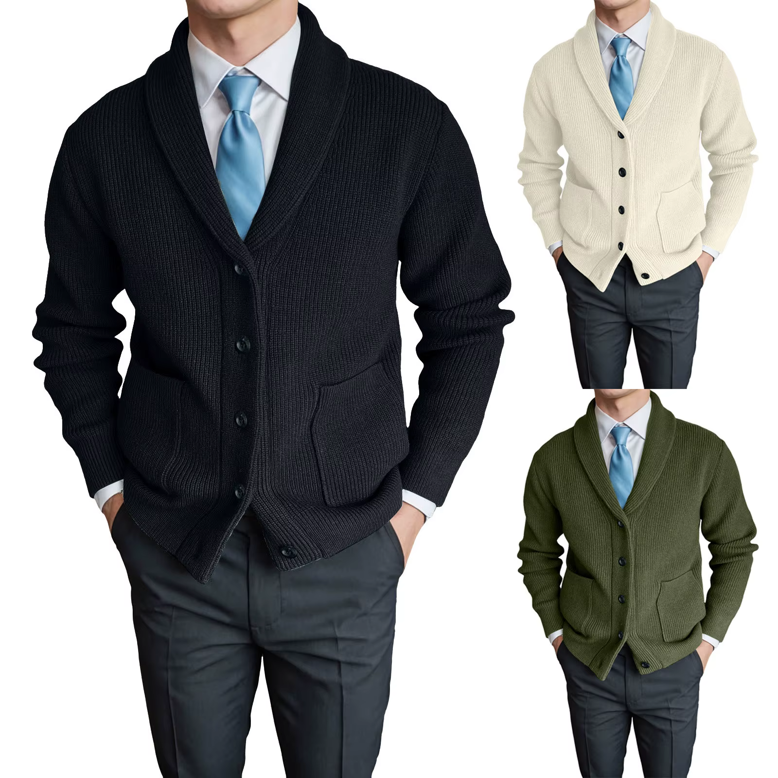 Pull pour hommes, veste grande taille, automne et hiver, Cardigan à col en V, rétro britannique, coupe cintrée, léger et Maturé, bluetб privilège ж бра