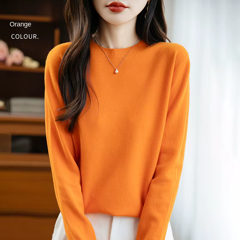 Femmes pull col rond automne hiver basique 100% Andy velours chaud décontracté Pulls