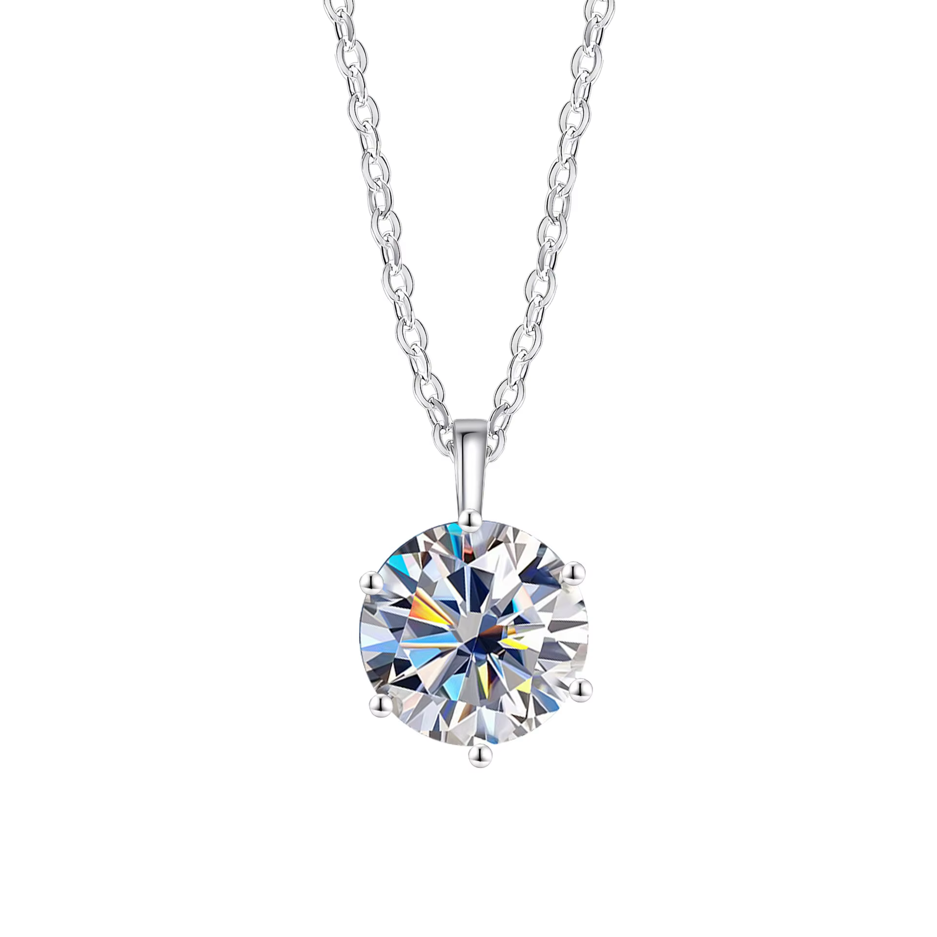 Nouveau 2ct Moissanite 925 collier en argent Sterling pendentif chaîne bijoux fins pour femme mariage scintillant classique fête mode