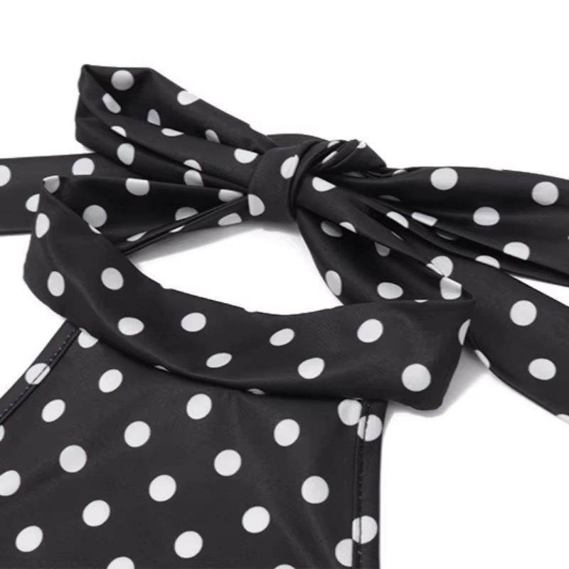 Robes Halter à Pois Imprimés pour Femmes – Tendance, Sexy, Streetwear, Dos Nu, Sans Manches, Col Rond, Mini Robes Fourreau Ajustées