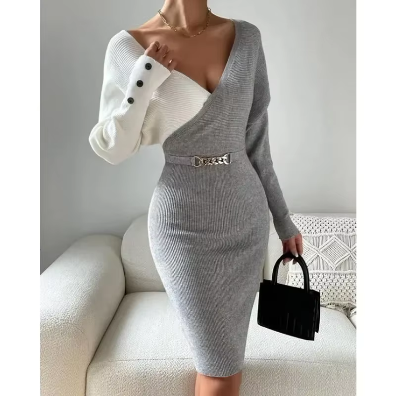 Robe pull taille haute pour femme