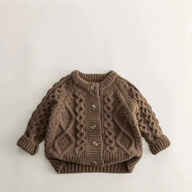 Cardigan tricoté pour enfants, pull de couleur unie, manteau pour bébé, collection printemps-automne