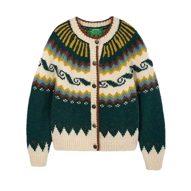 Fair Island – veste pull en Jacquard contrasté pour femme