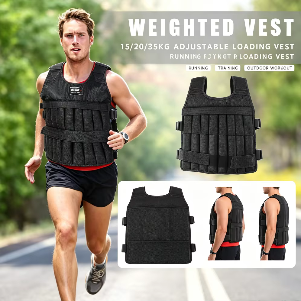 Gilet lesté réglable 3/15/35 kg pour entraînement, équipement de musculation, veste de sport pour homme et femme