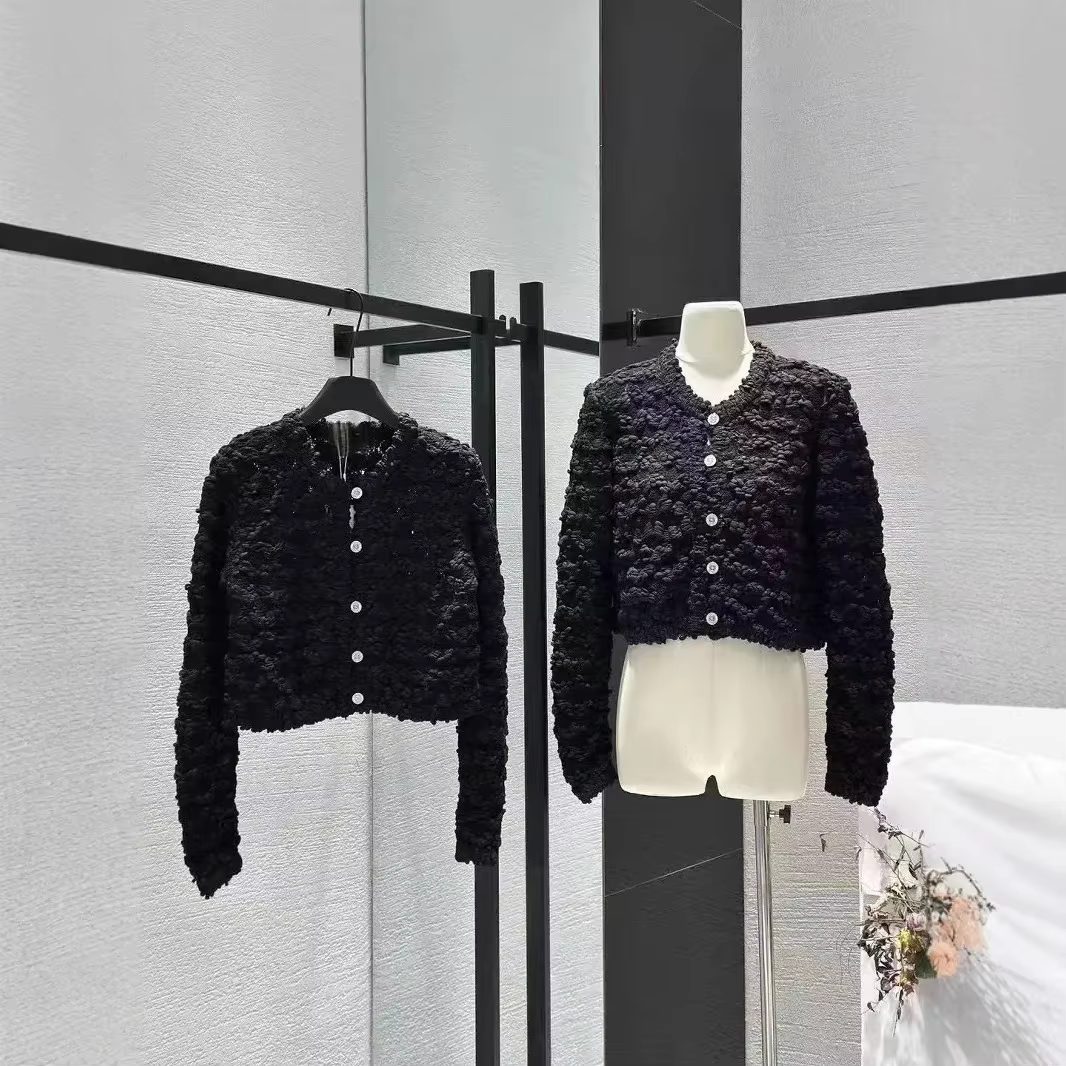 Specialized Women's Knitted Open Cardigan Jacket with Lace Design Heavyweight Thread Spring Summer Fashion Vest Top