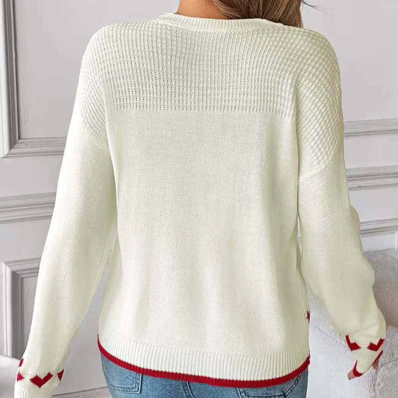 Pull en tricot à motif cœur