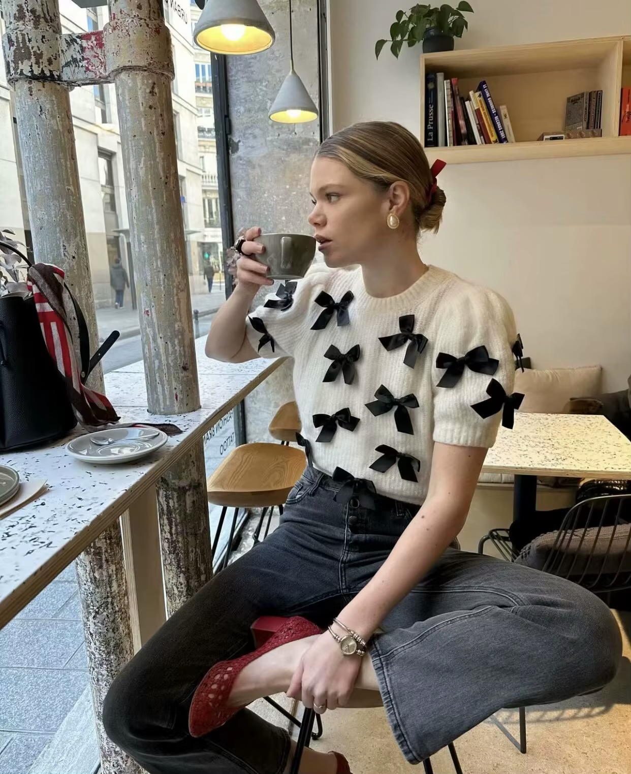 Pull court de couleur unie pour femme