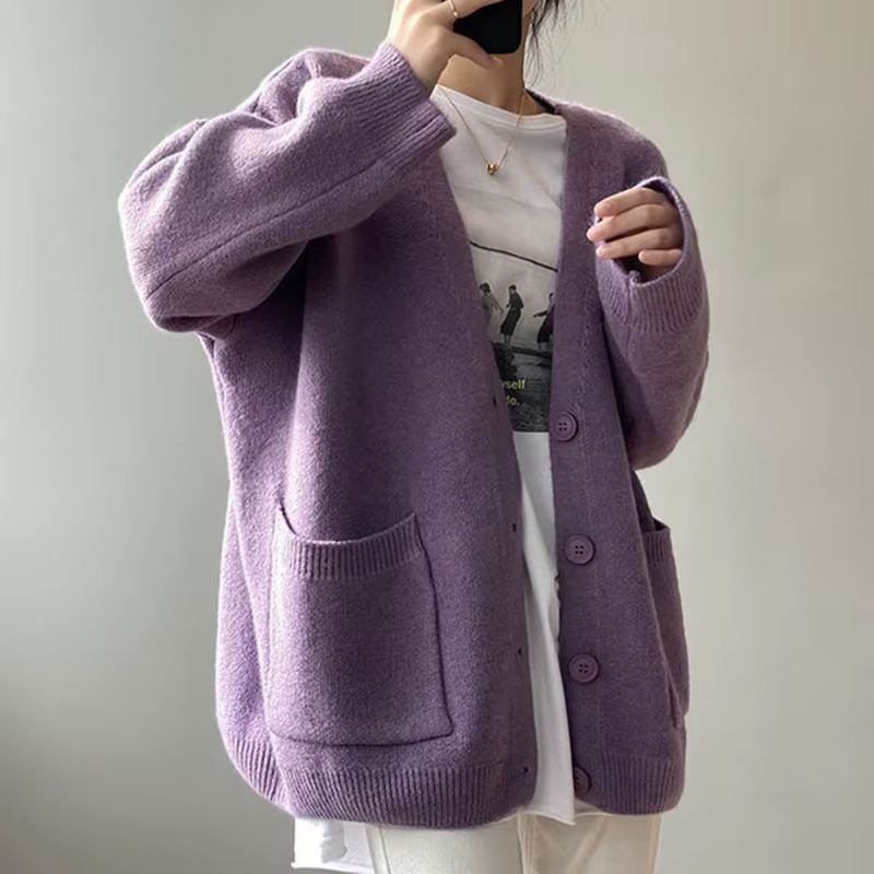 Cardigan chic jaune à simple boutonnage pour femme