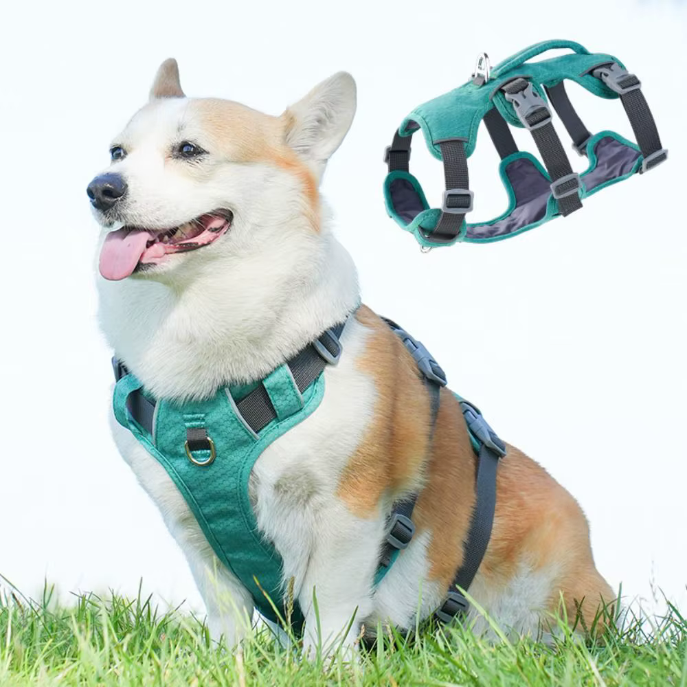 Harnais réfléchissant pour chien avec poignée, anti-évasion, respirant, réglable, en nylon