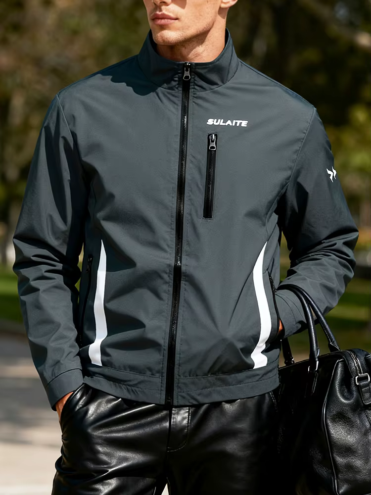 Veste décontractée à col montant pour hommes, coupe-vent léger, veste bomber, vêtements de sport, manteau respirant, printemps et été
