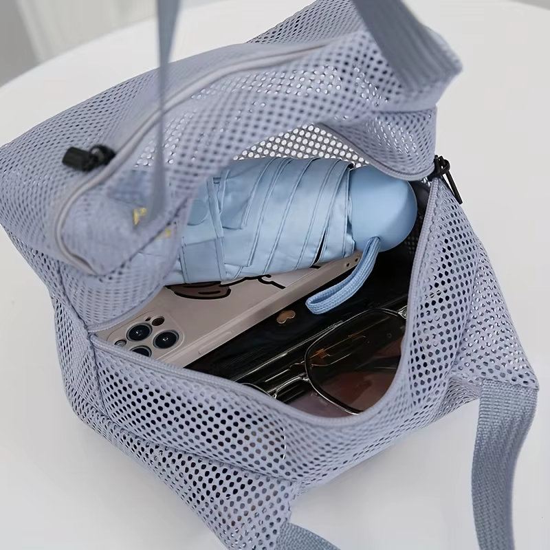 Sac en filet, Sac à main pour femme, Trousse de toilette, Sac de rangement de voyage, Sac à lunch ajouré pour étudiant, Sac bento