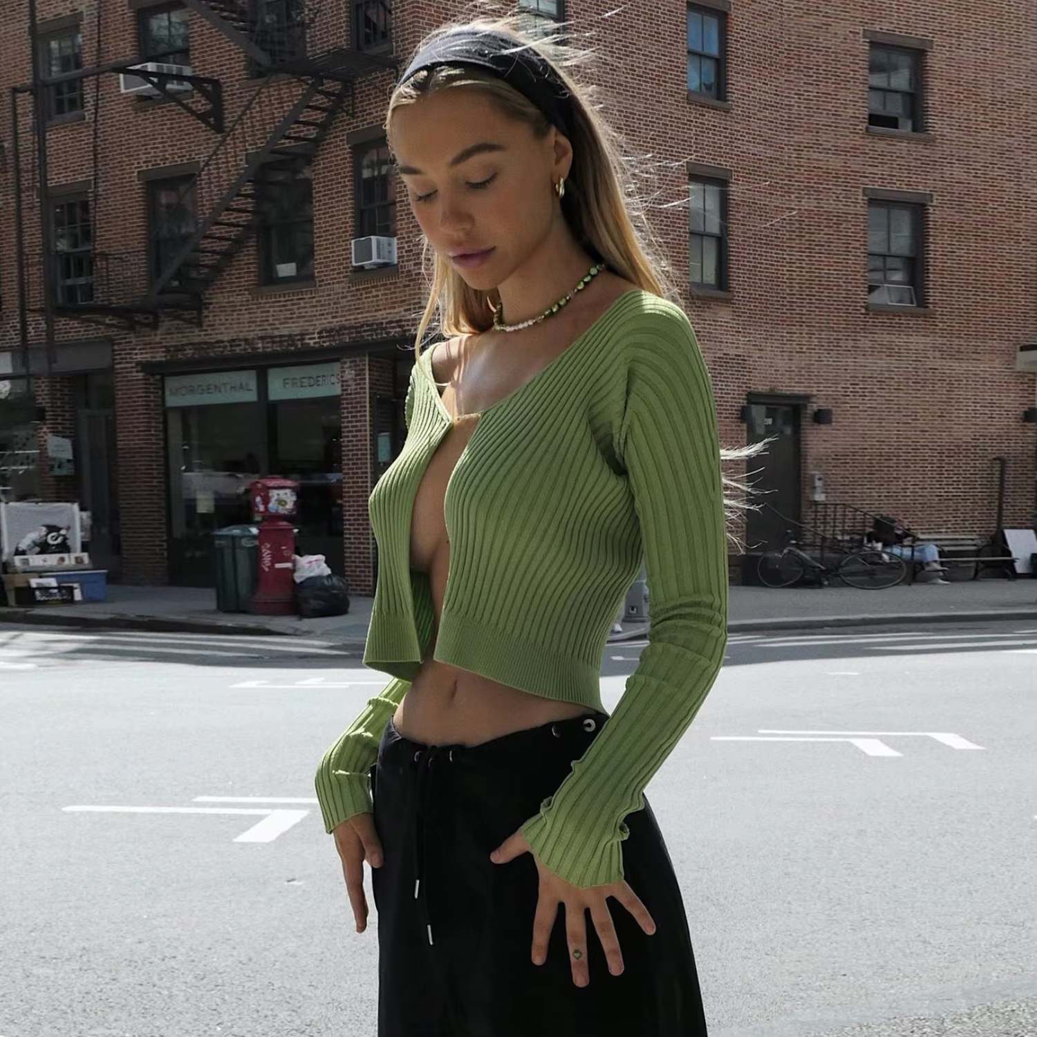 Cardigan tricoté à manches longues pour femme