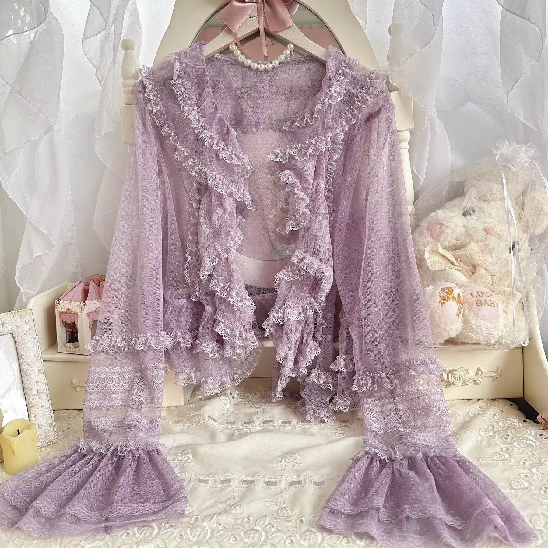 Automne Lolita doux mignon blanc Cardigan chemise femmes décontracté à manches longues couverture en dentelle mince Kawaii filles Blouse Shaw