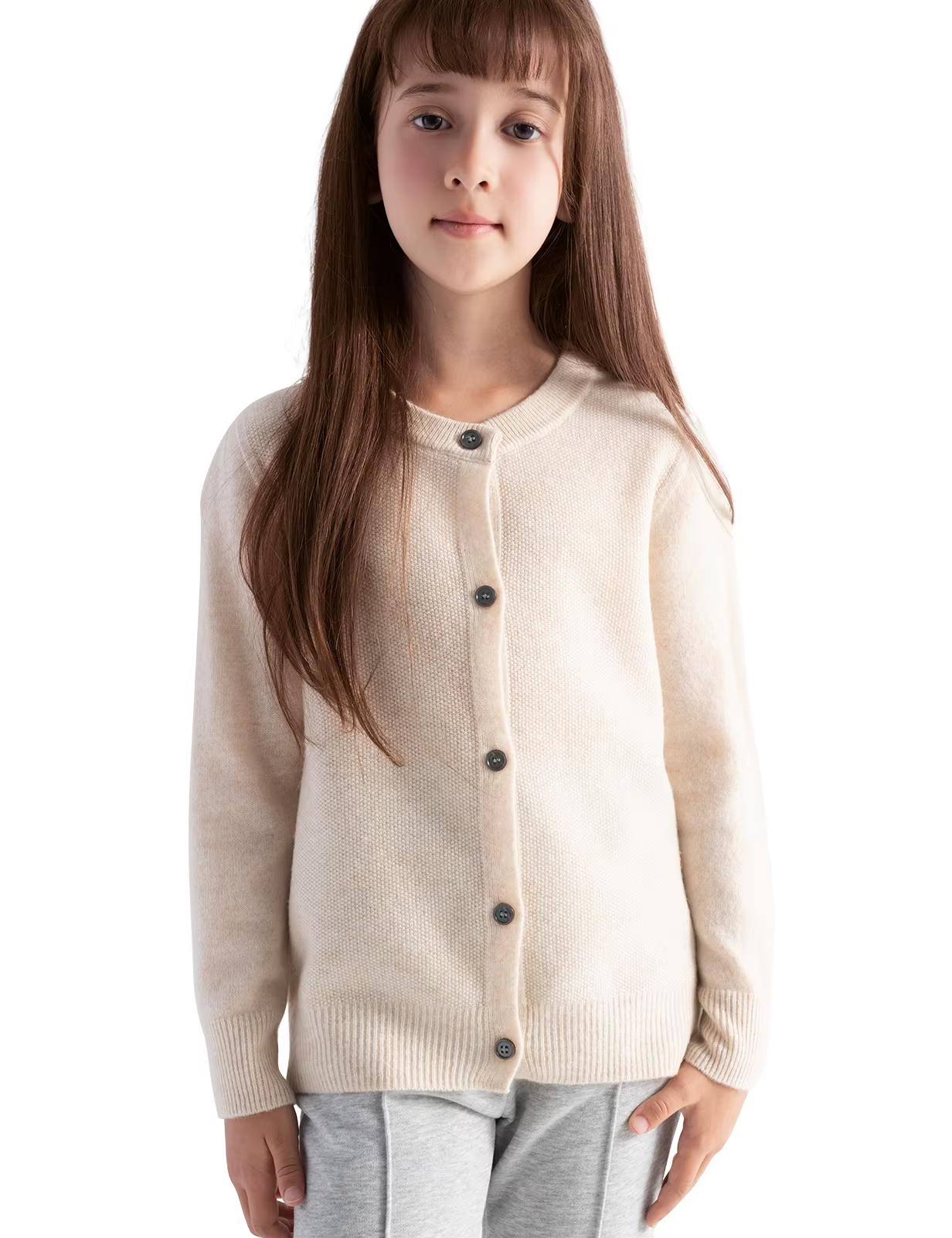 Cardigan 100% laine mérinos pour garçons et filles, automne-hiver, col rond, manches longues, pull sans couture, haut pour enfants, manteau en laine