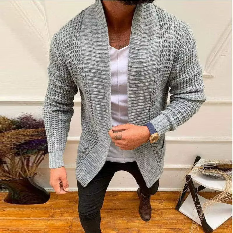 Nouveaux hommes tricoté Sweatercoat Long Cardigan mode pull décontracté veste hommes tricot Trench manteau automne Streetwear Cardigan homme
