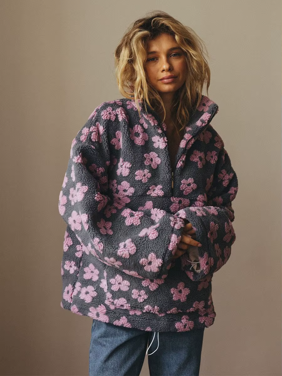 Yaminiya femmes 2025 nouvelle mode polaire fleur fleurs pull coton