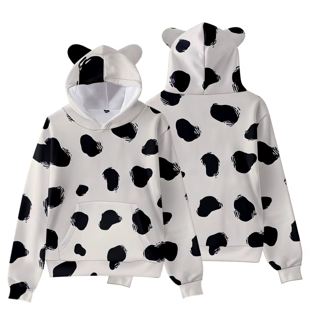 Sweat à capuche imprimé vache pour femmes