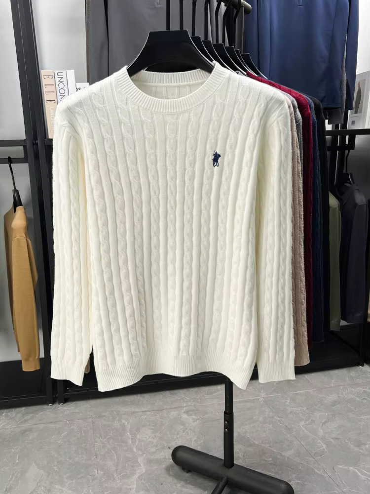 Pull à col rond de marque de créateur pour hommes automne hiver nouvelle mode jacquard classique Paul Golf broderie pull tricoté décontracté