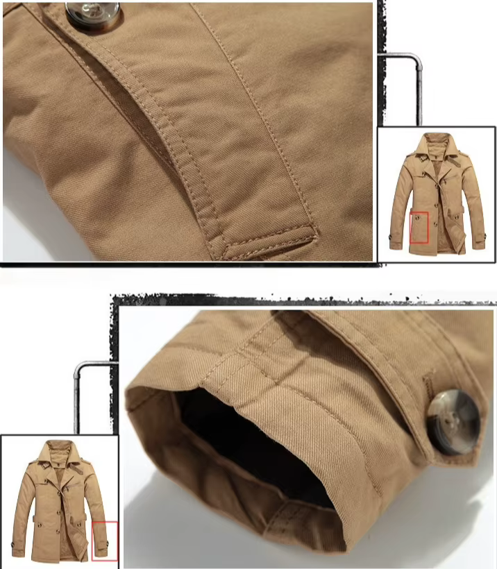 Veste doublée polaire à manches longues pour hommes, manteau chaud à col de nouveau style d'hiver, disponible en noir, bleu, kaki et vert armée.