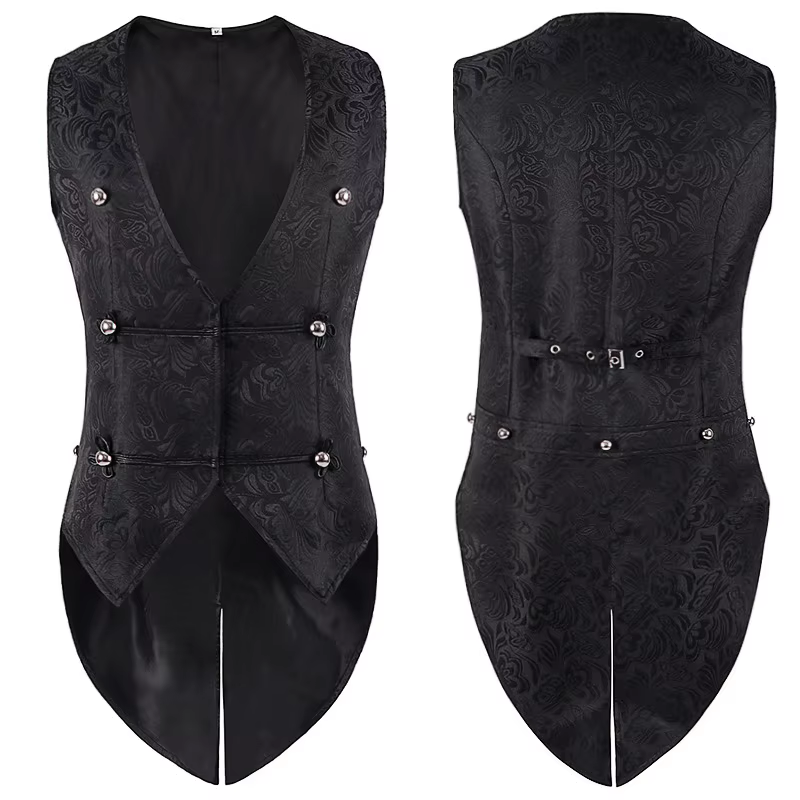 Gilets pour hommes style médiéval, costume vintage, gilet sans manches, costume de scène vintage européen, costume d'Halloween, ensemble veste gothique