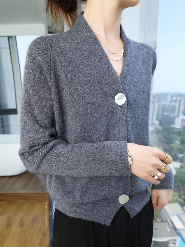 Femmes pull en cachemire col en v Cardigan automne hiver 30%