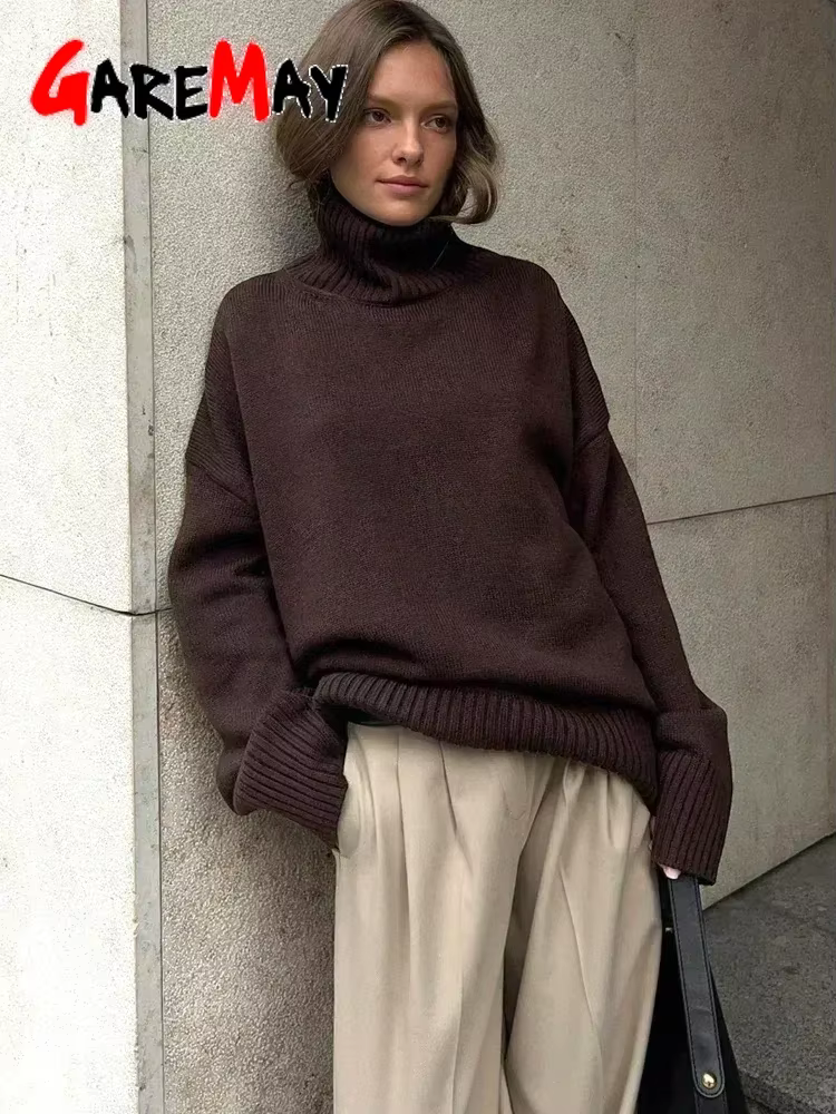 Pull à col roulé surdimensionné pour femme