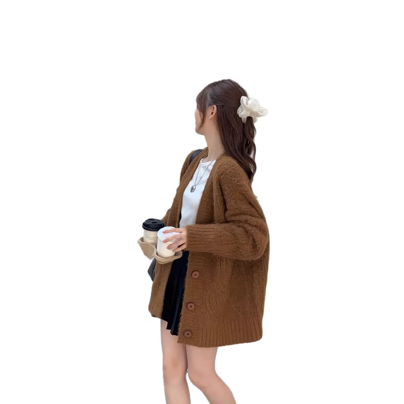 Manteau Cardigan tricoté Long à col en v, chaud et paresseux, manteau pull pour femme, automne et hiver