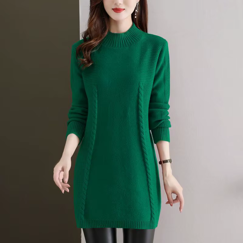 Chemise de base mi-longue à col mi-haut pour femme