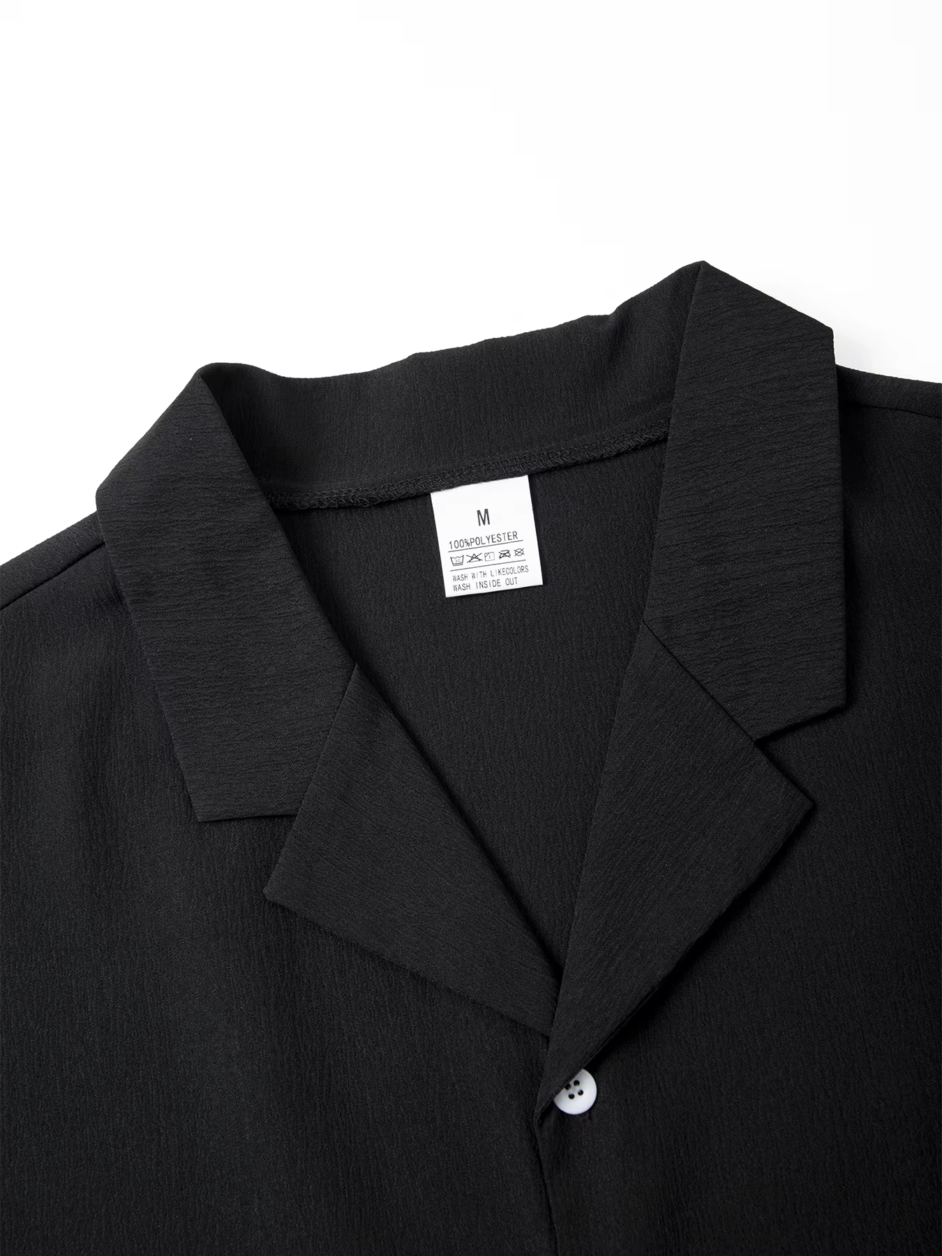 Chemise d'été pour homme à col cubain - Haut décontracté à manches courtes noir uni coupe classique pour la plage et les soirées, confortable