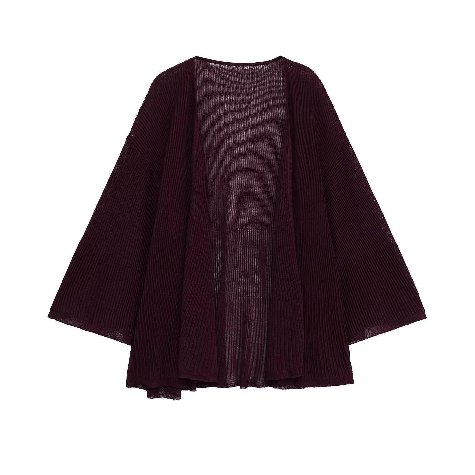 Cardigan ample en maille pour femme avec ceinture côtelée – Confortable et décontracté – Pull à manches longues transfrontalier