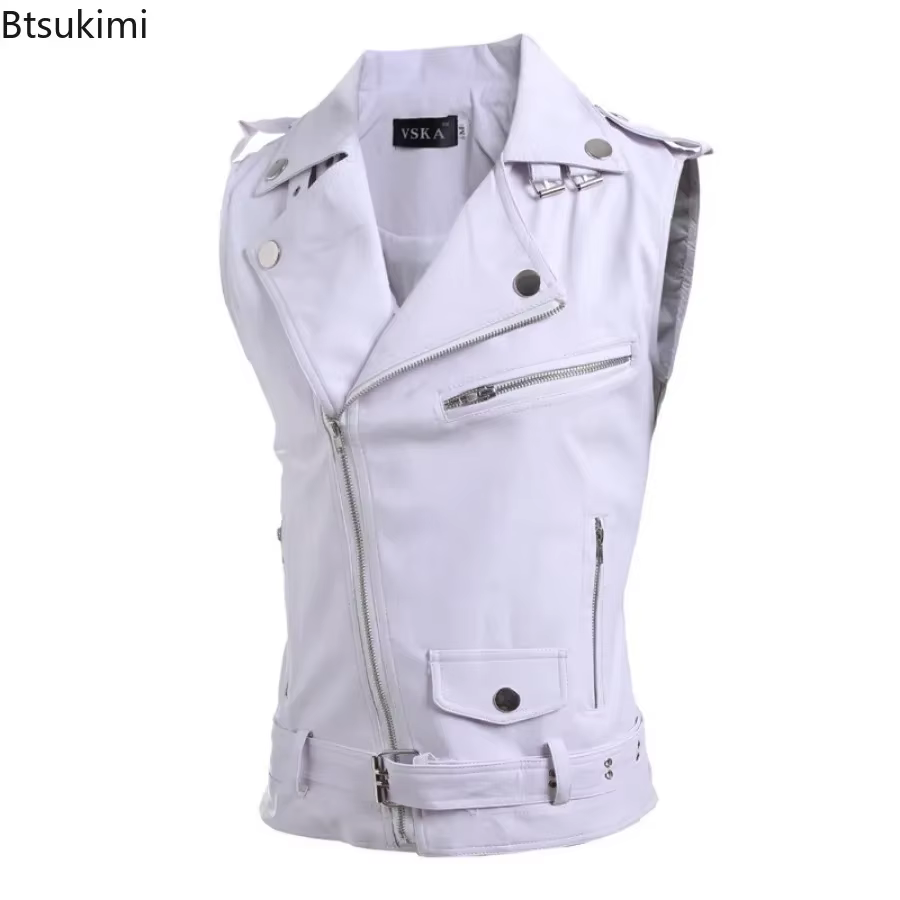 Gilet en cuir PU décontracté pour homme 2026 – Veste sans manches automne-hiver, gilet chaud et épais, gilet de moto en cuir pour homme 3XL