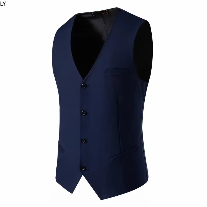 Gilet de costume pour hommes, intelligent, décontracté, sans manches, simple boutonnage, couleur unie, costume formel pour mariage, printemps, été, automne