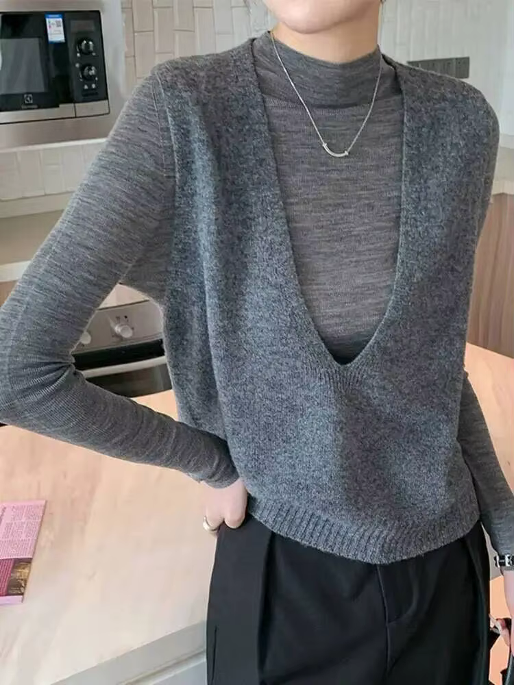 Gilet pull sans couture 100% laine