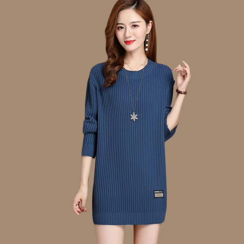 Nouveau mi-long à manches longues col rond femmes Pull nouveaux pulls automne hiver hauts femme