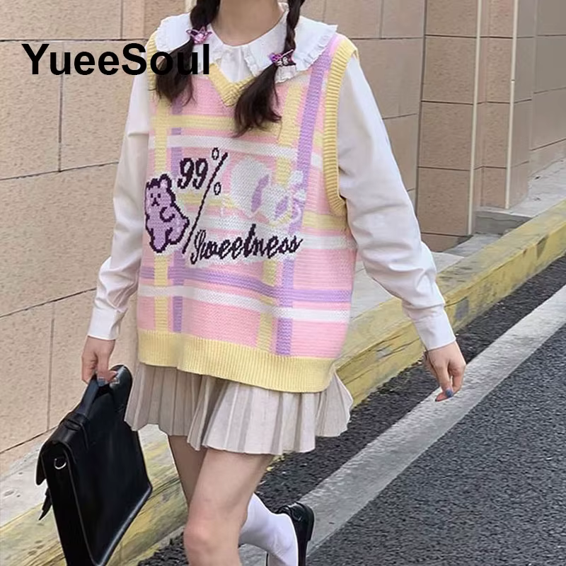 Pull tricoté sans manches ample et doux en polyester pour femmes style Y2K Fairycore occasions spéciales