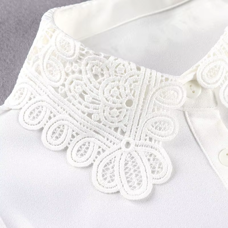Linbaiway-Faux col en mousseline de soie pour femme, 18 styles, chemisier, chemise, faux col, dames, revers, poignées, col amovible, décor féminin