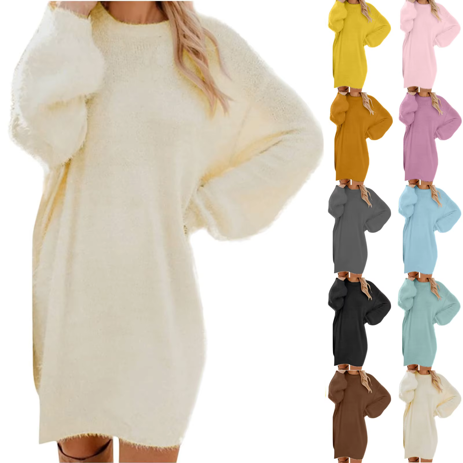 Robe pull hivernale décontractée col rond ample polyester pour femmes junior occasions spéciales et quotidienne