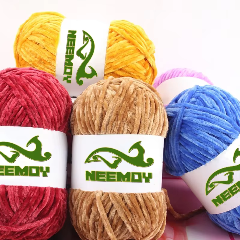 100 g/ensemble Chenille velours fil tricoté laine moyen épais chaud peau amicale