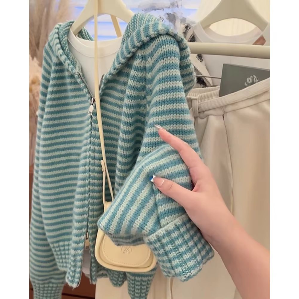 Cardigans tricotés verts de Style coréen pour femmes