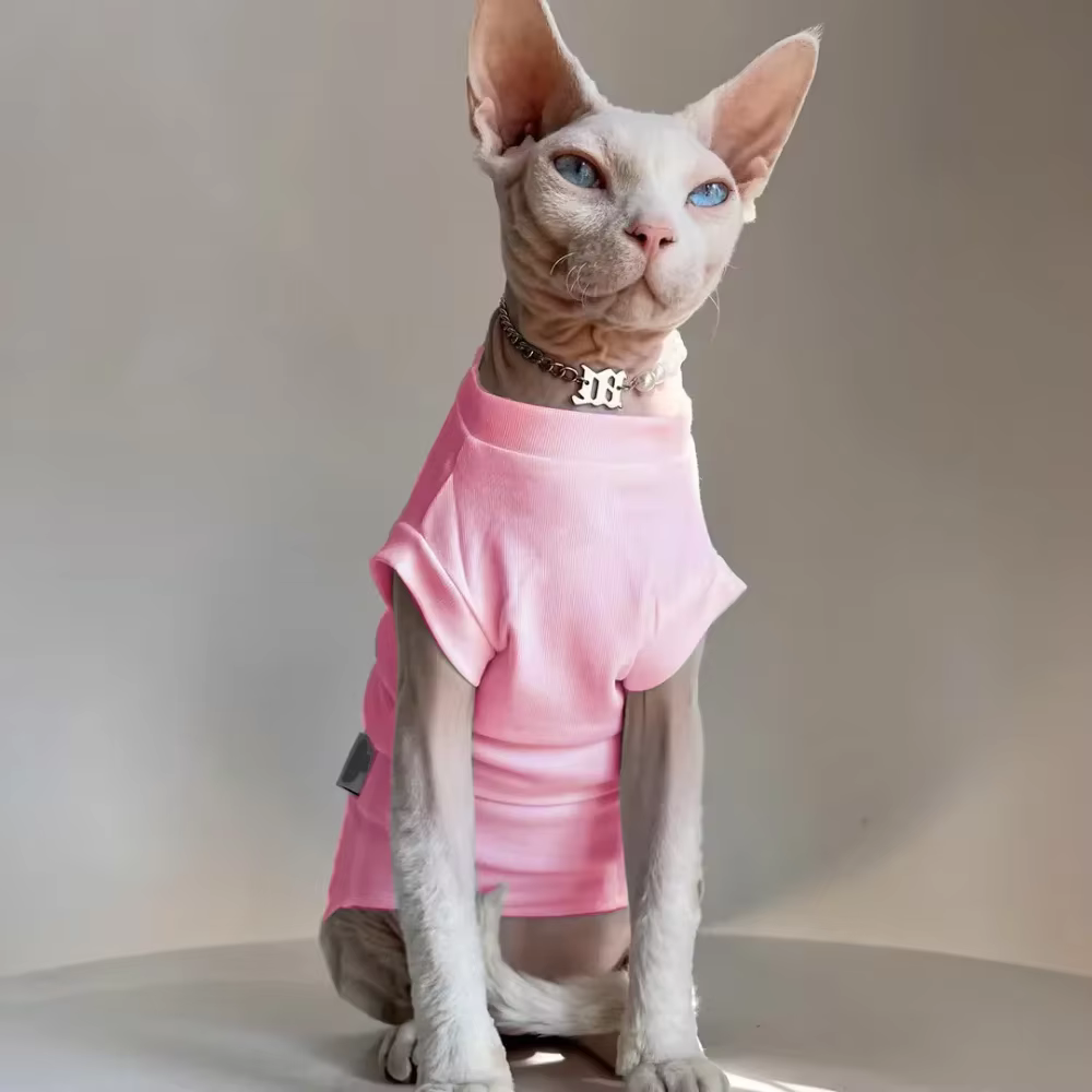Gilet en coton pour chat, doux et sans manches, fin et doux, pour Devon et Cornish, été