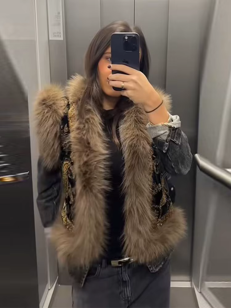 Veste à capuche à paillettes brillantes pour femmes